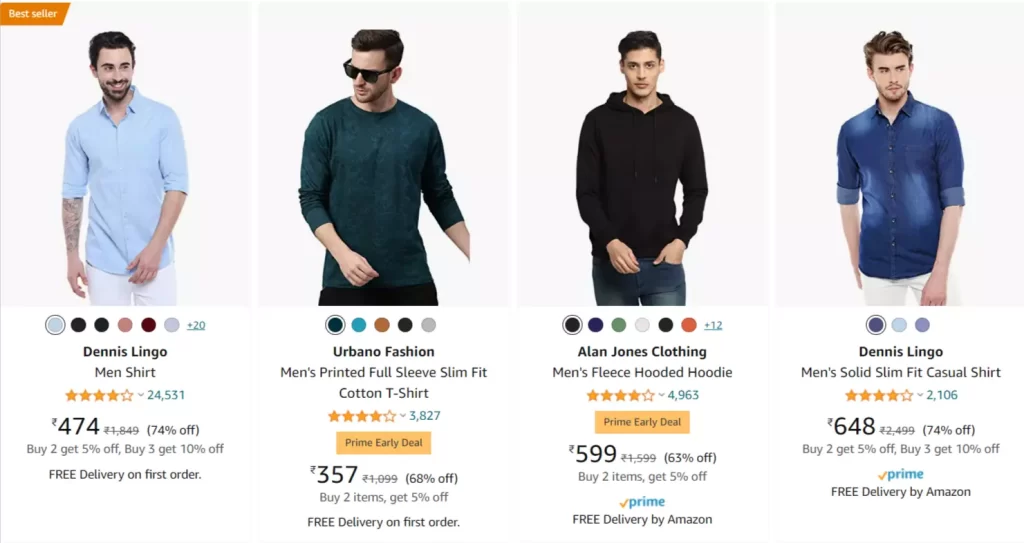 Websites To Shop Men’s Clothing In India- amazon