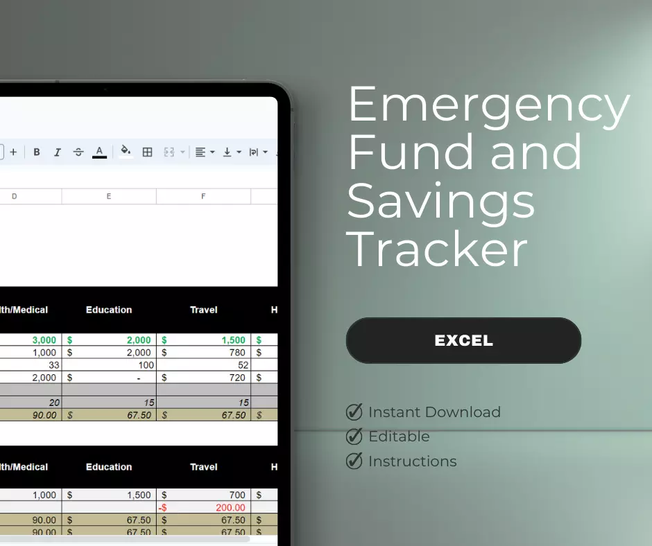 Emergency Fund and Savings Tracker- excel free download