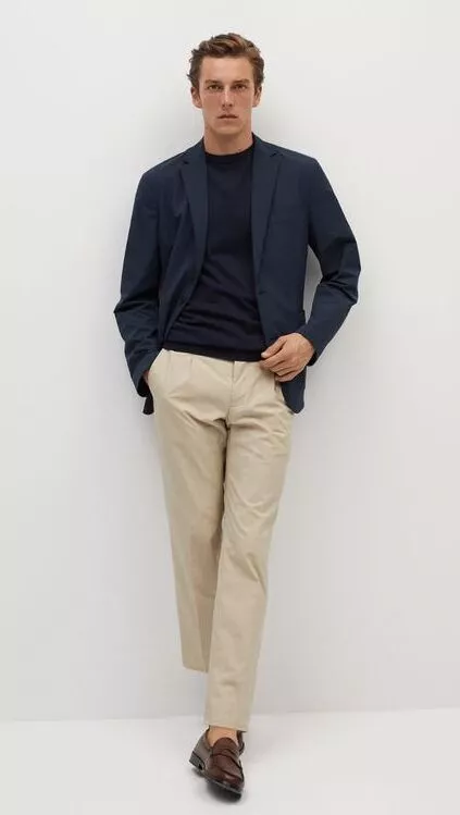 formal pants with tshirt and blazer