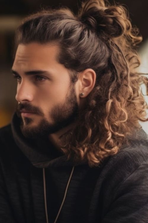 Curly Man Bun