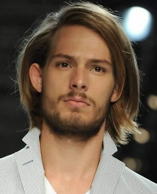 Side Part with Volume for men's straight long hair