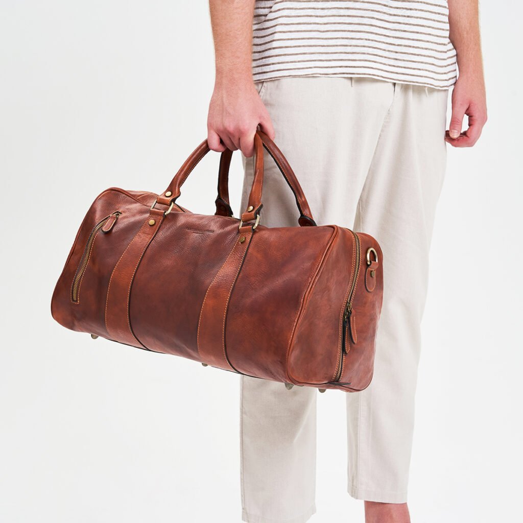 Leather duffle bag