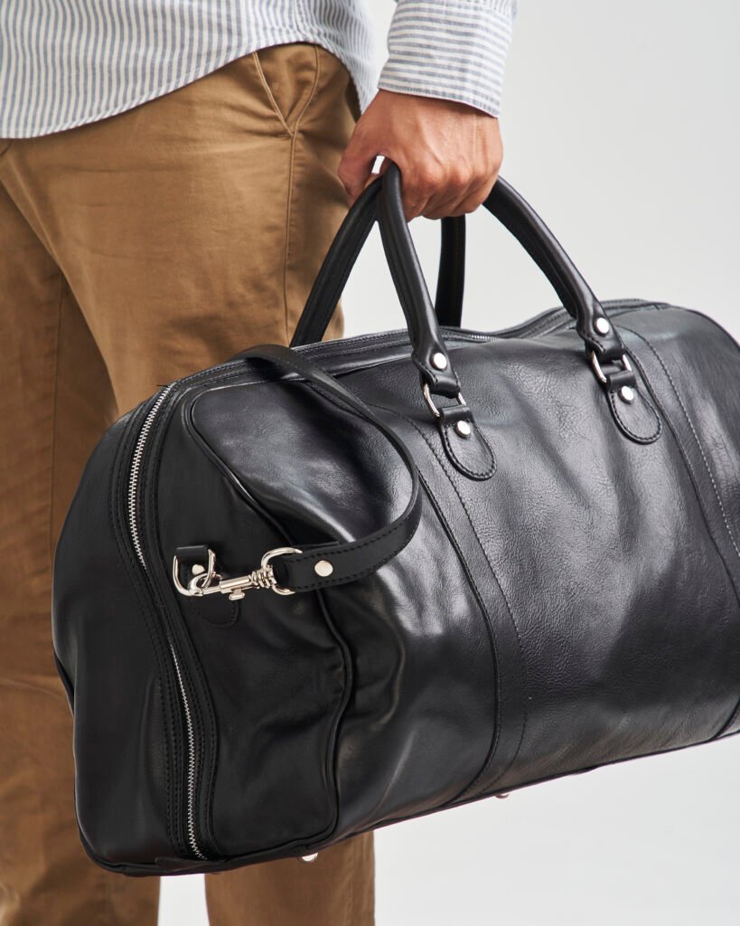 Mens leather travel bag